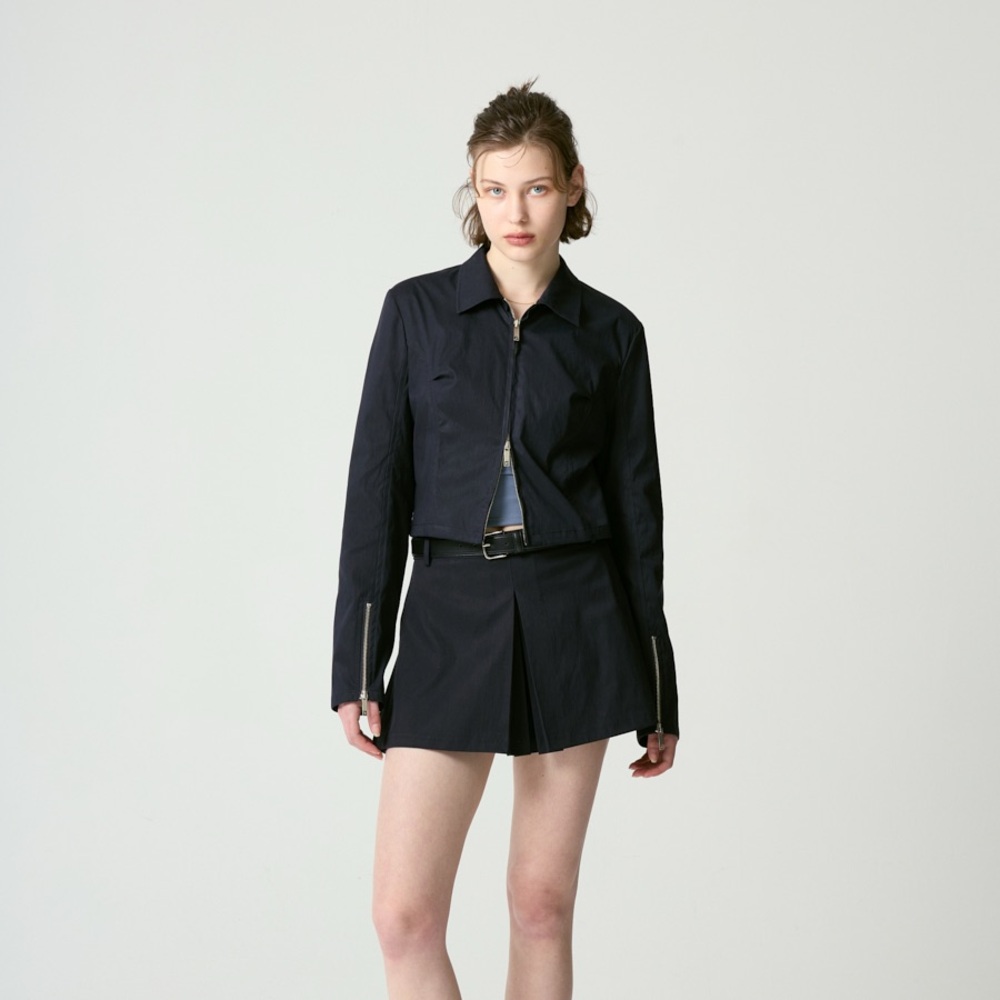 glowny cropped navy utility jacket